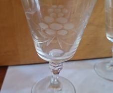 6 Elegant Vintage Etched Wine Glasses