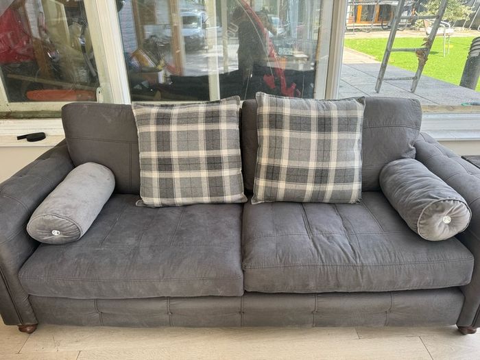 Grey 3-Seater & 2-Seater sofas & Marble Coffee & Lamp tables & Ottoman