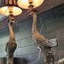Fabulous Pair Peacock Bronze Metal Lamps Image 3