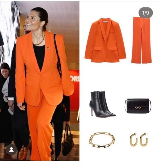 Fab Zara Bloggers Insta Famous Pumpkin Orange Suit Co Ord Blazer and Trousers   Size XL UK 14