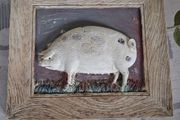 Hand Painted Ceramic Pig Plaque