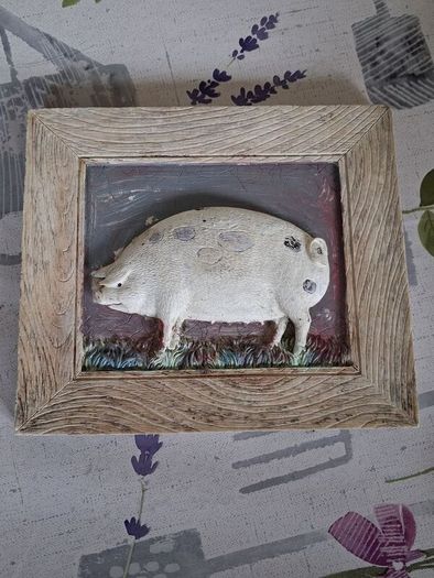 Hand Painted Ceramic Pig Plaque
