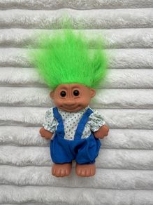 Vintage Green Hair Troll In Shirt Blue Dungarees Used Please look at the pictures