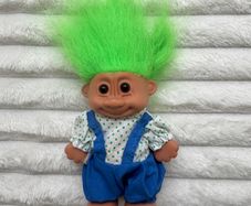 Vintage Green Hair Troll In Shirt Blue Dungarees Used Please look at the pictures