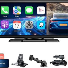 10.26" Wireless Car Stereo for Apple Carplay & Android Auto, Portable IPS Touch Screen with 1080P Rear Camera, Bluetooth/Voice Control/Mirror Link/GPS Navigation/FM/AUX/WiFi