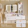 Dressing Table with Large LED Mirror 3 Lighting Modes Adjustable Brightness, Built in USB AC Socket Vanity Table with 4 Fabric Drawers, Modern Makeup Desk 100 40 140cm Image 4