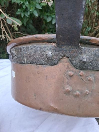 2 X Antique Mid 19th Century Large Copper Pots (Cast Iron Handles)