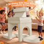 10-Pieces Kids Play Sofa, Modular Toddler Chair Couch, Beige Toddler Couch with Fold Out Foam Design, Convertible Sectional Playset For Girls Boys Bedroom Playroom Image 6