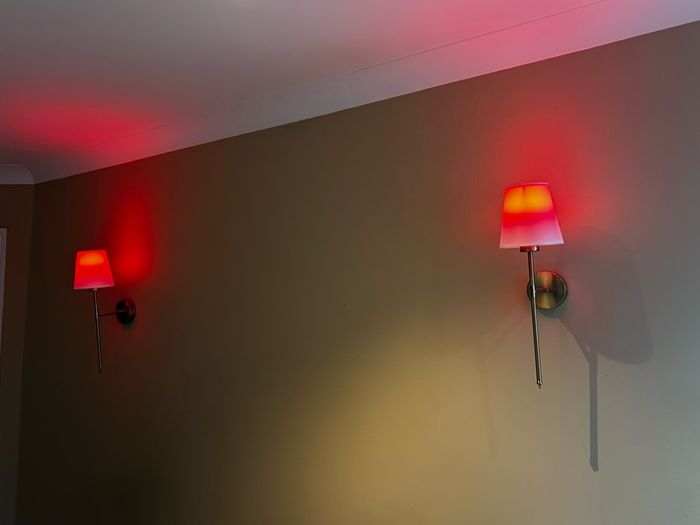 2 Brass Wall Lamps with Colour-Changing Rechargeable Bulbs (No Wiring Needed)