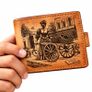 Genuine Leather Wallet for Men Vintage Paris Market Bifold Wallet Antique European Art Wallet Image 10