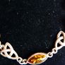 Vintage 925 Sterling Silver Genuine Amber Stone Celtic Trinity Knot Triquetra Triskelion Trikele Bracelet length 7,5" - 8,7g Image 6