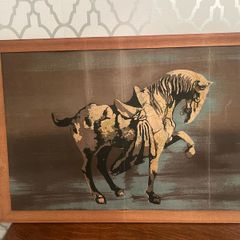 mid century picture in teak frame