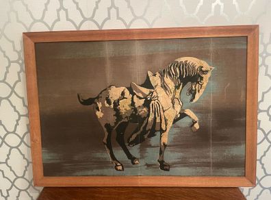 mid century picture in teak frame