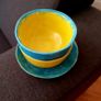 Handmade Studio Pottery Bowl & Dish Set - Turquoise & Yellow Image 10