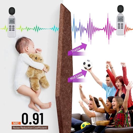 NEW SALE | Acoustic Wall Panels self adhesive 12 Pack 36 x 31.2 cm with 9 mm Thick Padded Soundproof Insulation Panel Sound Absorbing Noise Reduction Panels for Office Door