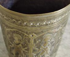 Vintage Lassi Cup, Engraved Indian Brass Beaker, Brass Cup, Antique Brass
