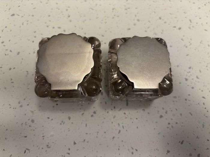 Pair 1912 Sheffield silver top inkwell
