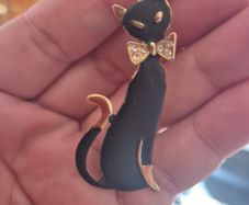 Vintage Black Cat Brooch