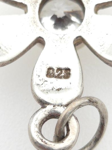Vintage 935 Sterling Silver & Cubic Zirconia Flower Pendant