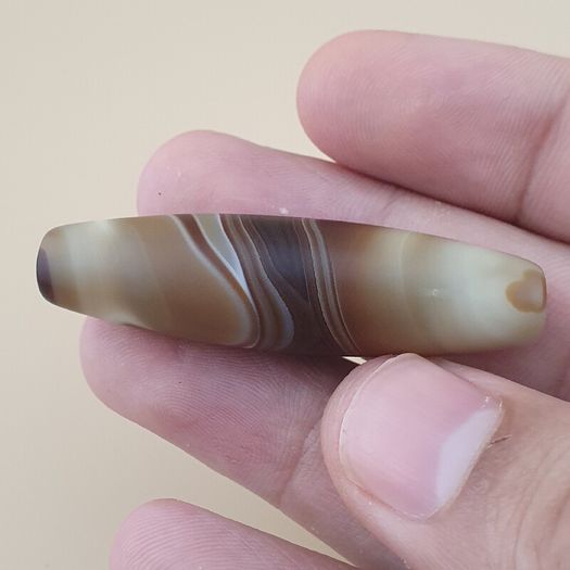 Vintage Middle Eastern Yemeni Suliemani Natural Eye Agate Bead Amulet