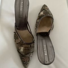 Baldinini Italian Luxury Embellished Mesh Mules, Pointed Toe, UK 6.5