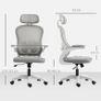 Ergonomic Office Chair with Mesh Back, Height-Adjustable, Flip-Up Armrests, 5 Casters, Tilt Function, Grey Image 3