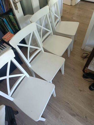 4 white ikea kitchen chairs