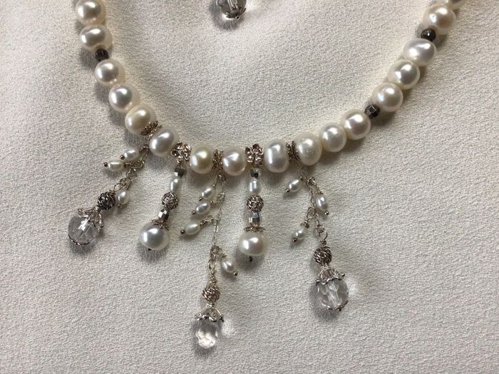 Brand New Sterling Silver and Freshwater Pearl Necklace and matching Earrings