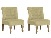 French Chairs 2 pcs Green Fabric