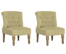 French Chairs 2 pcs Green Fabric