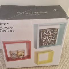 3 square shelves- in box unused