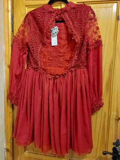 Red lace backless mini dress (free postage)