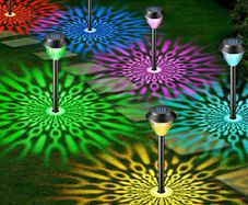 Solar Lights Outdoor Garden, 6 Pack Solar Garden Lights with Multi-Colour Changing+Warm White Modes Waterproof Pathway Lights Ornaments Outdoor