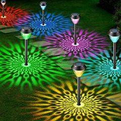 Solar Lights Outdoor Garden, 6 Pack Solar Garden Lights with Multi-Colour Changing+Warm White Modes Waterproof Pathway Lights Ornaments Outdoor