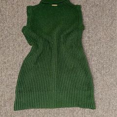 Michael Kors UK 8 Green Ribbed Sleeveless Turtleneck Knit Vest