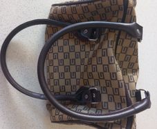 Brown patterned handbag