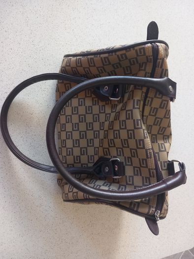 Brown patterned handbag