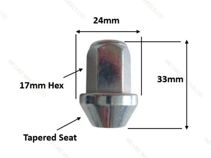 16 x Tapered M12 x 1.5 Wheel NUTS 17mm HEX (CC16) Delivery