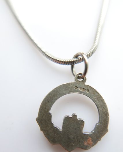 Vintage 925 Sterling Silver Claddagh Pendant Necklace length 16" - 5,2g