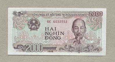 Vietnam 2000 Dong 1988 Banknote