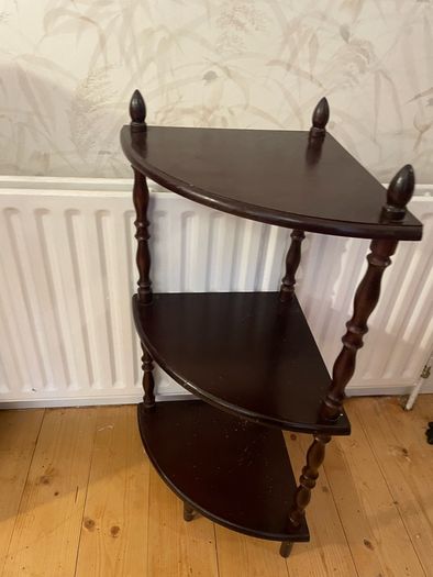 Vintage Dark Wood 3-Tier Corner Shelf