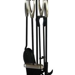 5 Piece Companion Set 5 Piece Companion Set Black Nickel Fireside Tongs Poker Brush (FREE POSTAGE)