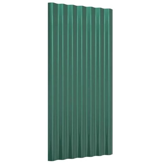 Roof Panels 12 pcs Galvanised Steel Green 80x36 cm