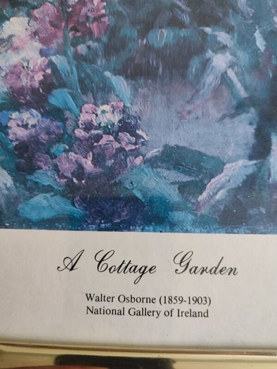 Framed Print Walter Frederick Osborne Irish painter Museum  print A Cottage Garden self portrait farmhouse art kitchen dining room wall art.