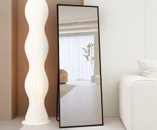 Full Length Mirror 140x40cm Free Standing, Hanging or Leaning, Large Floor Mirror with Black Aluminum Alloy Frame for Living Room or Bedroom