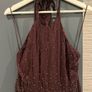 Mango Brown Glitter Hand Beaded Maxi Backless Dress size 10 Image 3