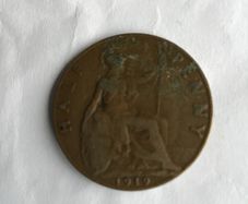 Rare old coin - British Halfpenny 1919