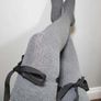 Gray ribbed overknees with a ribbon Image 3