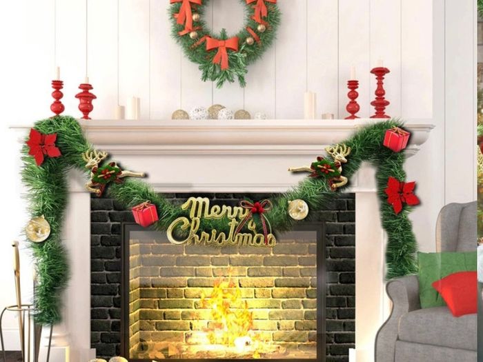 Green Christmas Garland Decorations,50Feet/15.5 M Christmas Tinsel Garland Artificial Greenery Garland Decorations (FREE POSTAGE)
