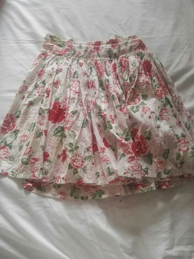 river island red floral skirt